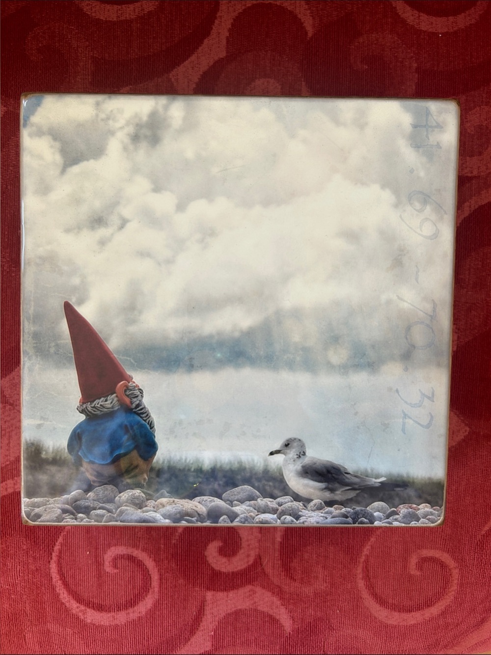 Coastal Gnome Wall Art Print - Blue & Red Morgan Jones Signed